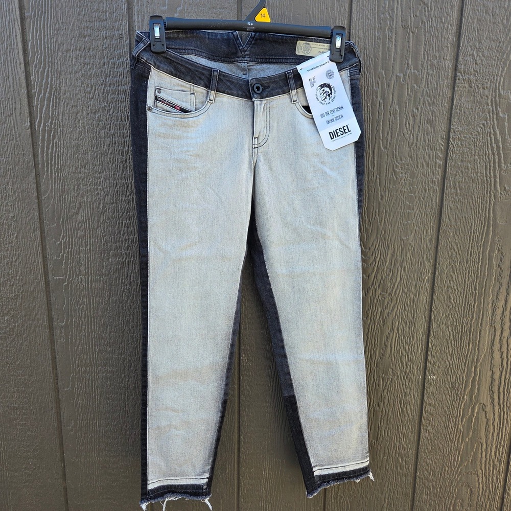 DIESEL D-RAMY-SP Skinny Low Waist Jeans Size 29 Colorblock Distressed